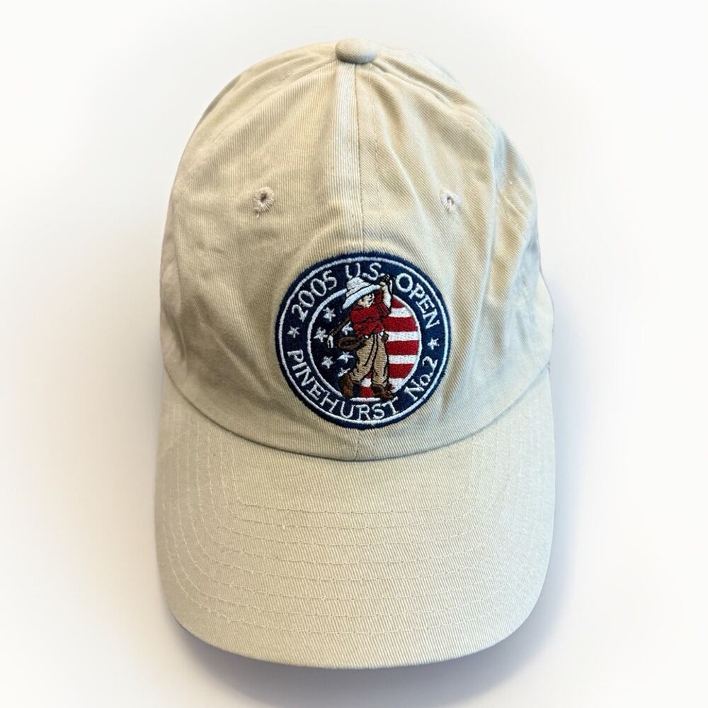 US Open 2005 Pinehurst No. 2 Patch Mens Beige Golf USGA Member Strapback Hat Cap